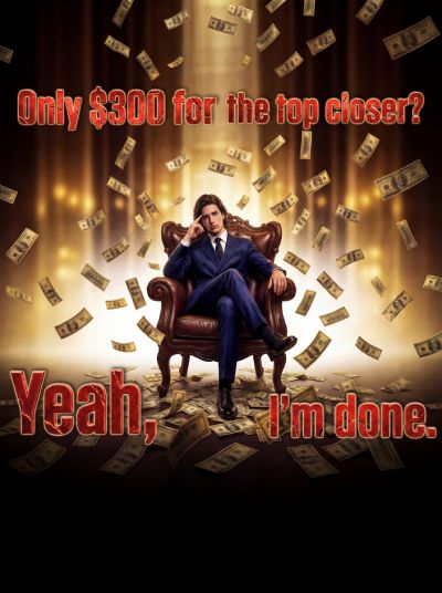 Only $300 for the top closer Yeah, I'm done